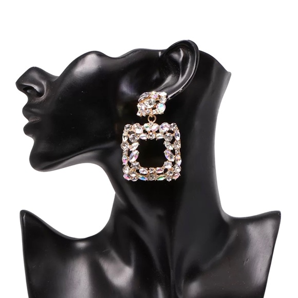 Jewelry - Rhinestone Square Earrings